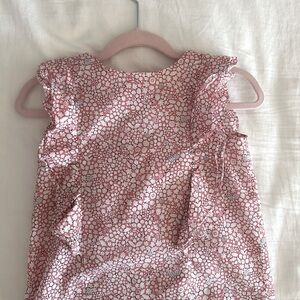 Jacadi short sleeve floral silhouette short sleeve blouse size 3T